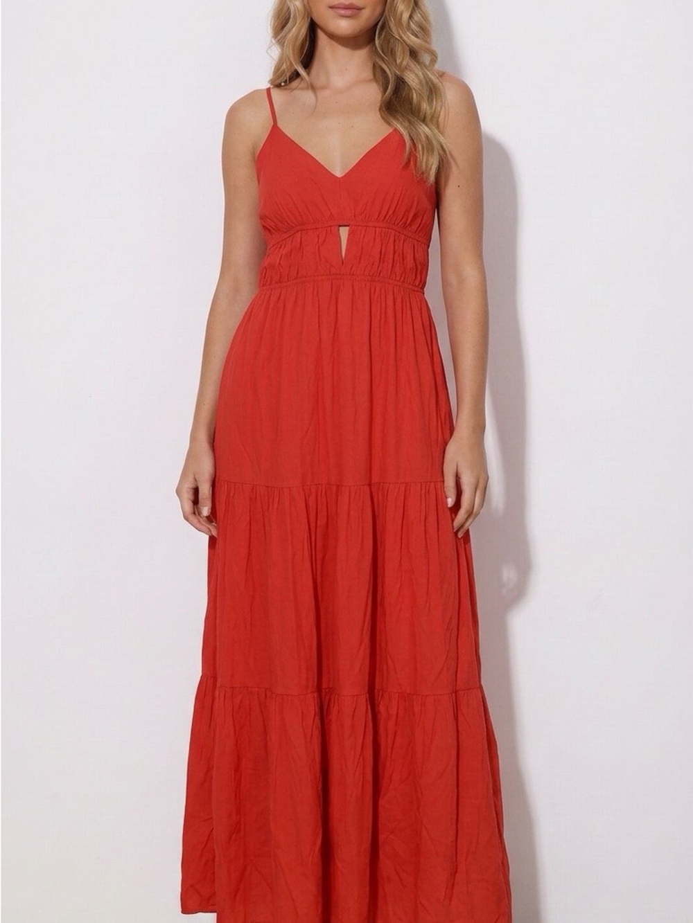 And Now This Red Spaghetti-Strap Maxi Dress - Elegant Summer Style